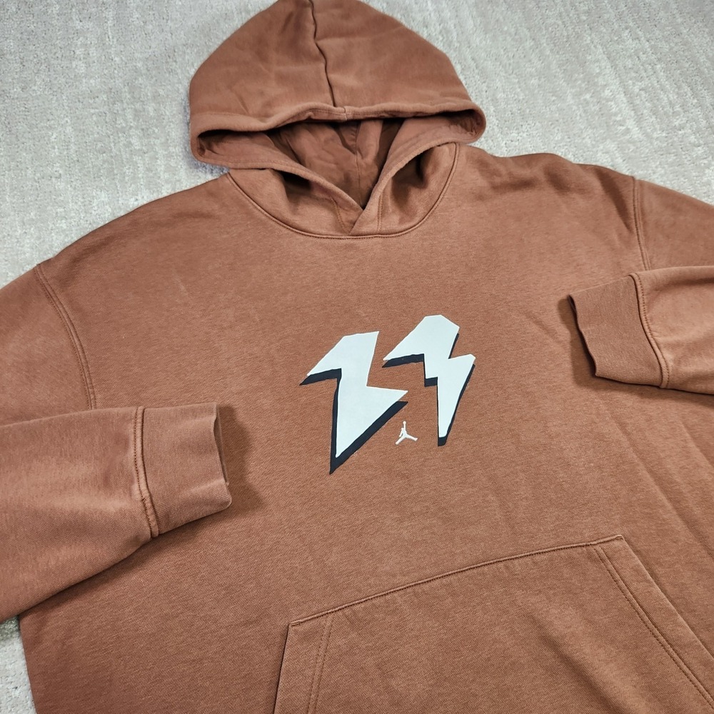 Jordan Nike Hoodie Men XL MVP Flight Fleece Nude Brown Basketball Training